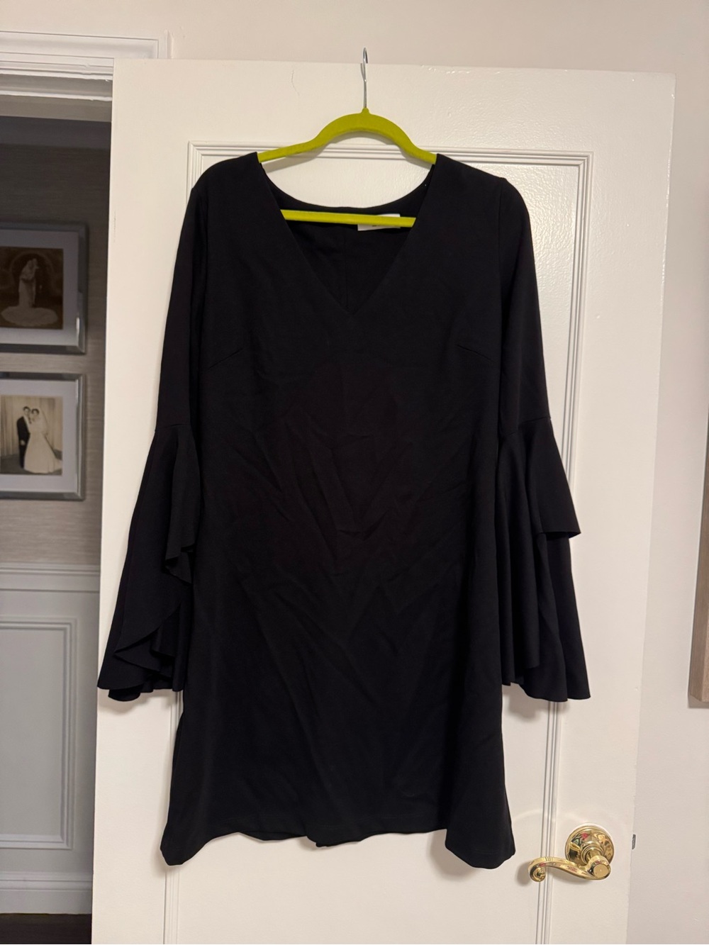 Bailey 44 Black V-Neck Tiered Bell Sleeve Dress